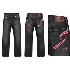 Coogi Jeans Mens Black Acid Wash Jean 40x34 Contrast Stitch Streetwear Y2K Denim